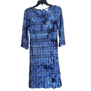 Chicos Camille Dress Womens Small 0 Blue Multicolor Ombre Lace Unlined NEW